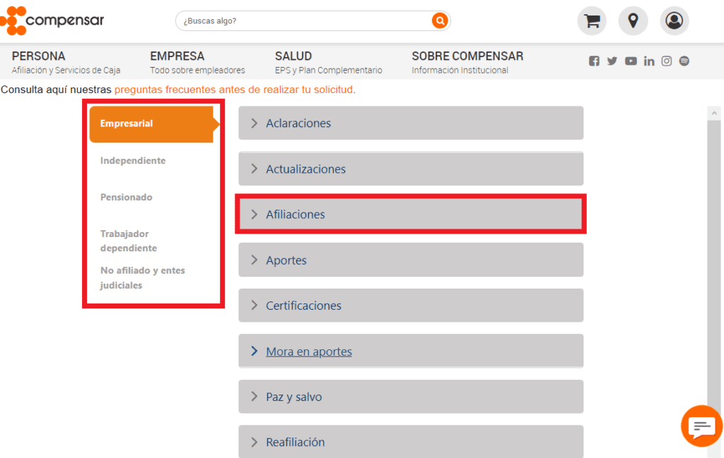 cómo desafiliarse de Compensar