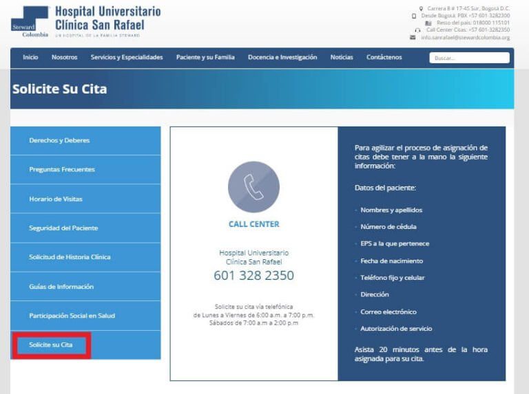 Cómo sacar citas médicas en el hospital San Rafael [2024]